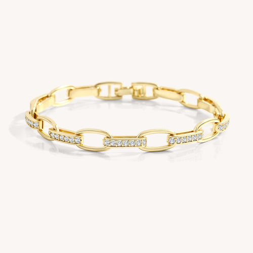 Bracelet Maillons Lumière doré, maillons pavés de zircons, Sway