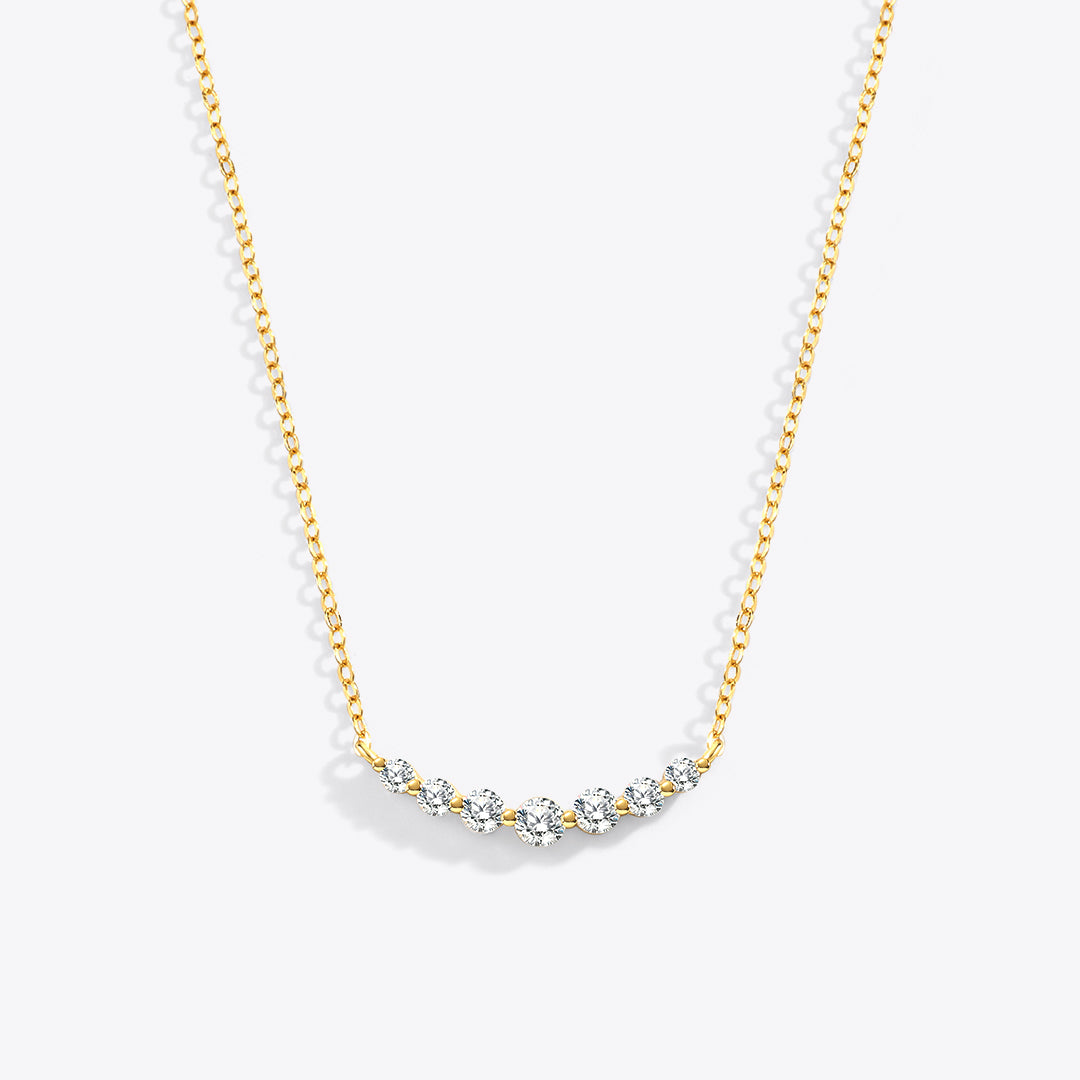 Collier Arc Étincelle doré, arc de 7 zircons sur chaîne fine, Sway