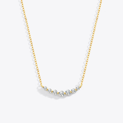 Collier Arc Étincelle doré, arc de 7 zircons sur chaîne fine, Sway