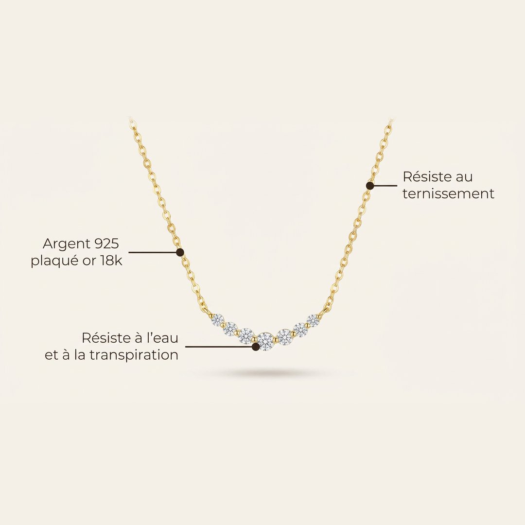 Collier Arc Étincelle : argent 925 plaqué or 18k, résiste à l'eau et au ternissement, Sway
