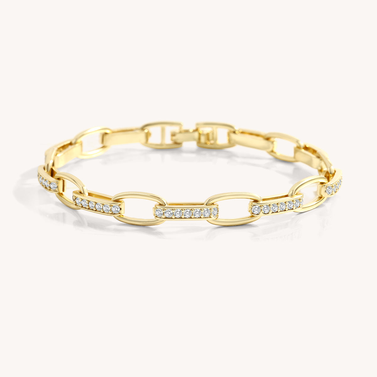 Bracelet Maillons Lumière doré, maillons pavés de zircons, Sway