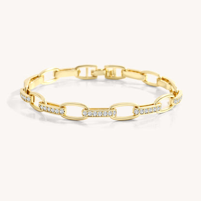 Bracelet Maillons Lumière doré, maillons pavés de zircons, Sway