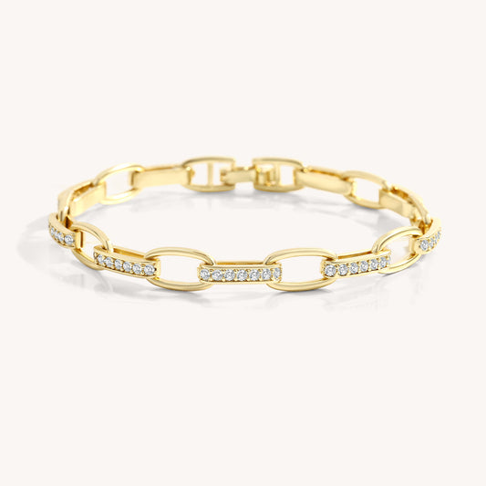 Bracelet Maillons Lumière doré, maillons pavés de zircons, Sway
