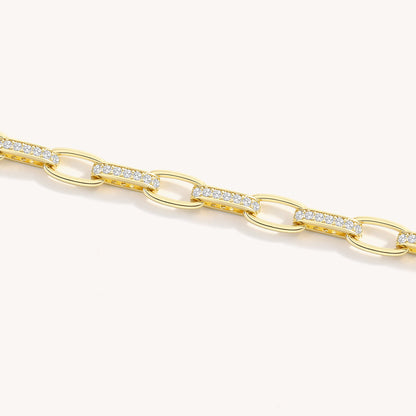 Gros plan des maillons et des zircons du Bracelet Maillons Lumière, Sway