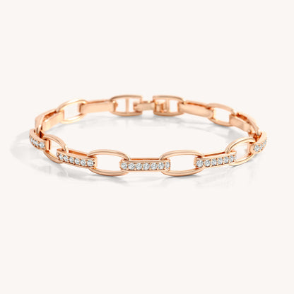 Bracelet Maillons Lumière or rose, maillons pavés de zircons, Sway