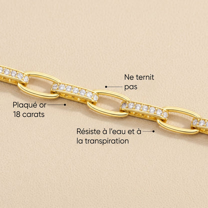 Bracelet Maillons Lumière plaqué or 18 carats, résiste à l'eau et ne ternit pas, Sway