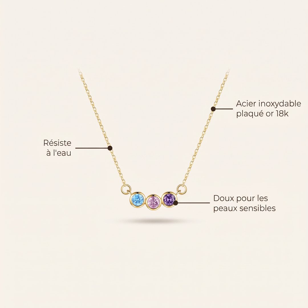 Collier Trio Céleste en acier inoxydable plaqué or 18k, résiste à l'eau, Sway