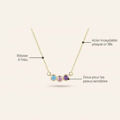 Collier Trio Céleste en acier inoxydable plaqué or 18k, résiste à l'eau, Sway